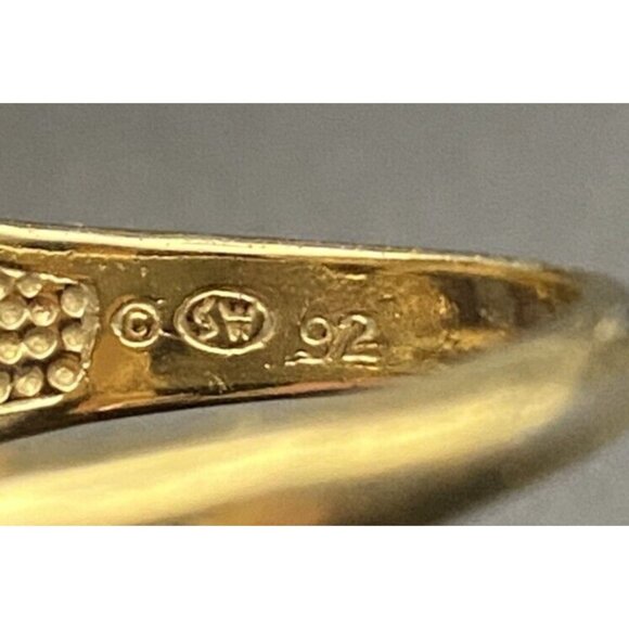 Vtg 'Ring 92 SW CZ Solitaire Yellow Gold Plated Wrap Crushed Turquoise Size 5.5 - Picture 14 of 14